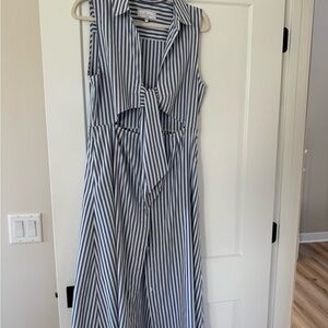 L'Academie Blue and White Yves Striped Maxi Dress